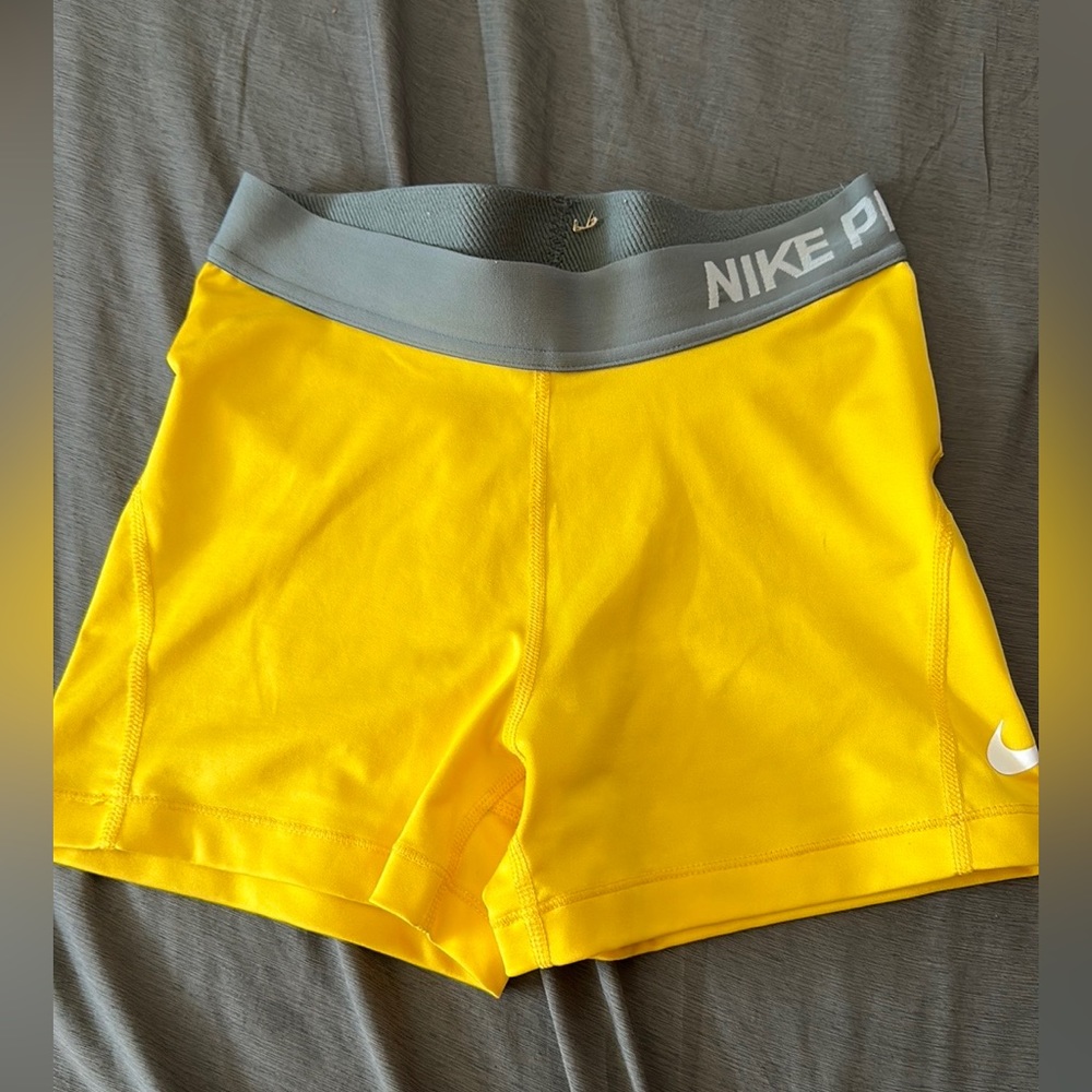 Yellow nike pro dri fit shorts size small